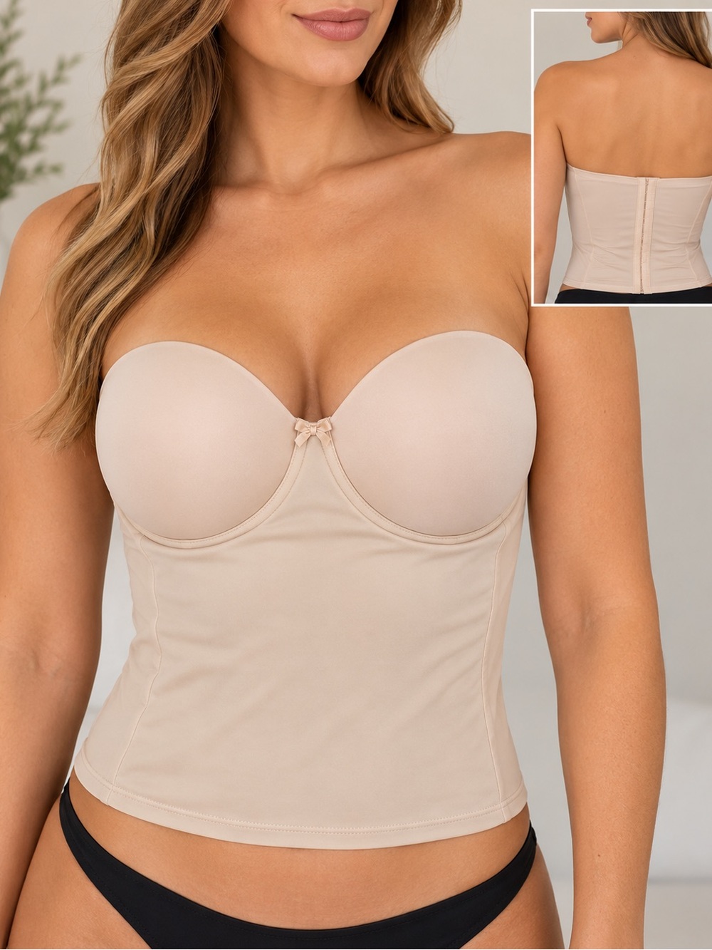 Va Bien Strapless Longline Bustier Bra Nude 42DD Shapewear NWT